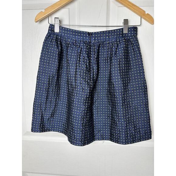 Navy And Yellow Sunshine Twee J Crew Mini Silk Skirt Size 00 - Picture 1 of 6